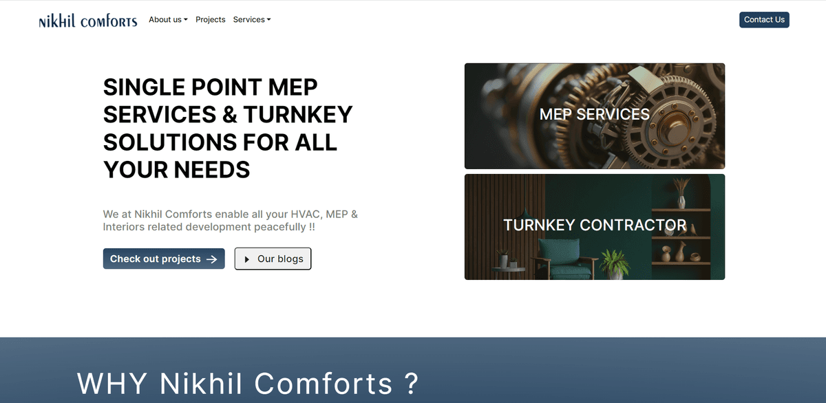 Nikhil Comforts Website